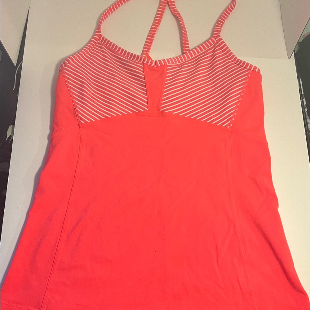 ATHLETA Racerback Tank Top, Pink, Orange, Coral, Size Medium